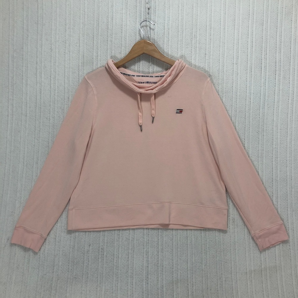 Tommy Hilfiger Sport Womens Pink Cowl Neck Pullover Sweatshirt L Long Sleeve - Picture 3 of 9